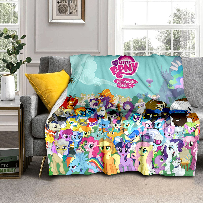 Pony HD Printed Blanket Flannel Warmth Soft Plush Sofa Bed Throwing Blankets Plush Camping baby girl 1 - My Little Pony Plush