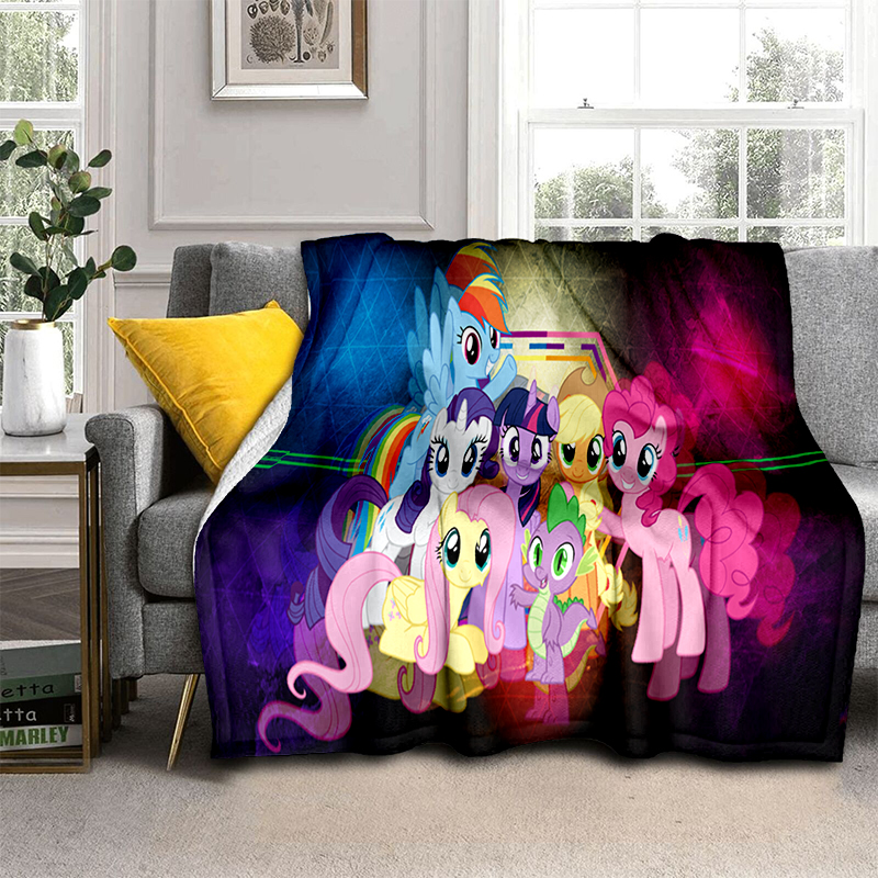 Pony HD Printed Blanket Flannel Warmth Soft Plush Sofa Bed Throwing Blankets Plush Camping baby girl 2 - My Little Pony Plush