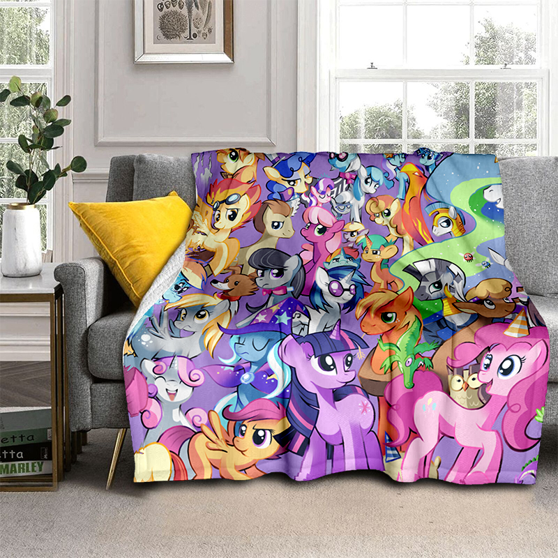 Pony HD Printed Blanket Flannel Warmth Soft Plush Sofa Bed Throwing Blankets Plush Camping baby girl 3 - My Little Pony Plush