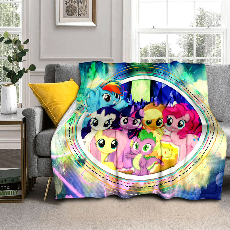 Pony HD Printed Blanket Flannel Warmth Soft Plush Sofa Bed Throwing Blankets Plush Camping baby girl 4 - My Little Pony Plush