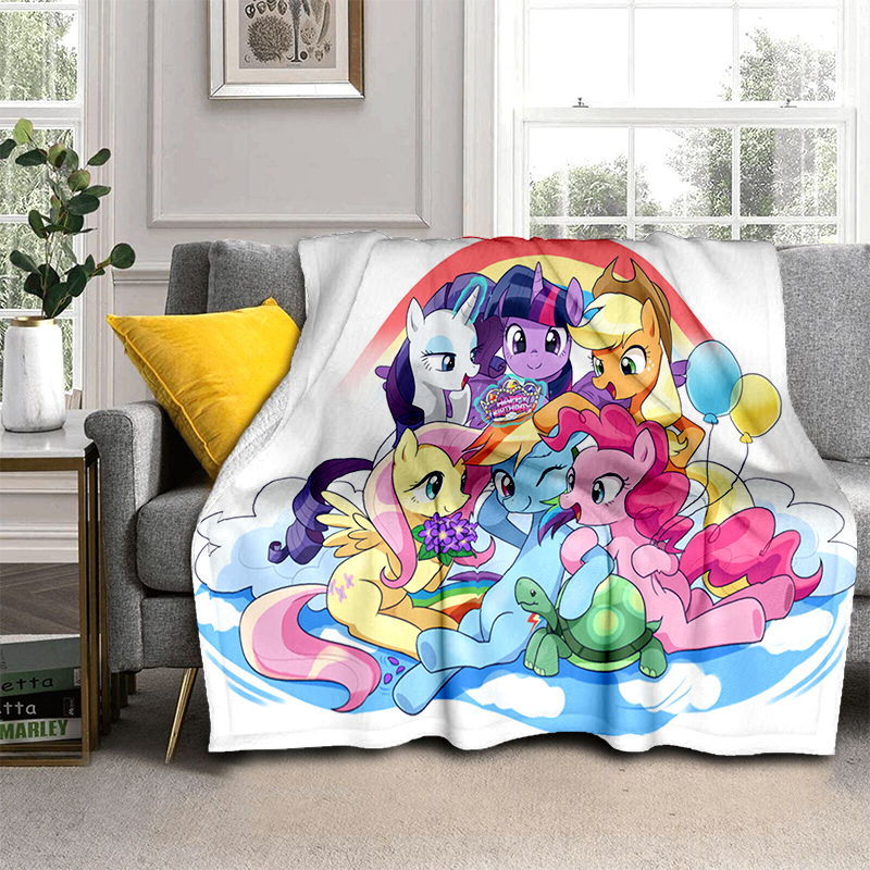 Pony HD Printed Blanket Flannel Warmth Soft Plush Sofa Bed Throwing Blankets Plush Camping baby girl - My Little Pony Plush