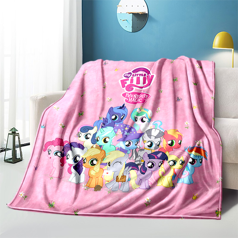 Rainbow Pony HD Printed Blanket Flannel Soft Plush Sofa Bed Throwing Blankets Plush Camping baby girl - My Little Pony Plush